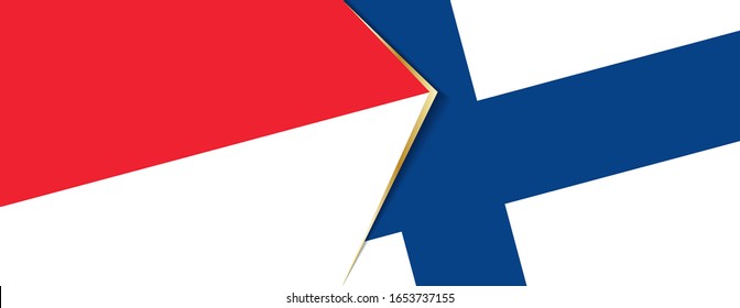 Indonesia and Finland flags, two vector flags symbol of relationship or confrontation.