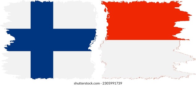 Indonesia and Finland grunge flags connection, vector