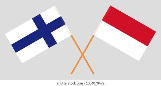 Indonesia and Finland. The Indonesian and Finnish flags. Official colors. Correct proportion. Vector illustration
