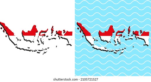 indonesia flag in 3d indonesia map by vector design