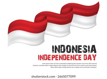 Bandera de Indonesia con plantilla de banner de fondo