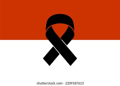 Indonesia Flag With Black Ribbon Vector Background Illustration