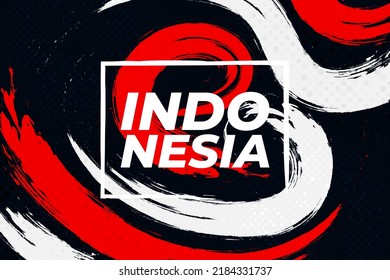 Indonesia Flag with Brush Concept. Happy Indonesian Independence Day. Flag of Indonesia in Grunge Style