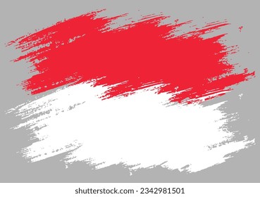 Indonesia flag with brush paint textured isolated on png or transparent background, Symbol of Indonesia, template for banner, promote, design, and business matching country poster, vector illustration