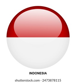 INDONESIEN Flagge Button auf weißem Hintergrund