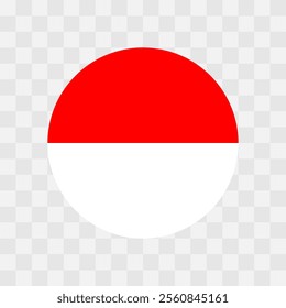 Indonesia flag - circle vector flag isolated on checkerboard transparent background