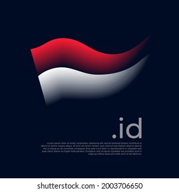 Indonesia flag. Colored stripes of the indonesian flag on a dark background. Vector stylized design national poster with id domain, place for text. State patriotic banner indonesia, cover
