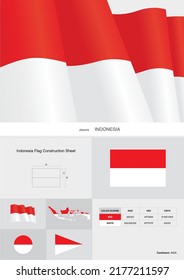 Indonesia Flag Construction Sheet Vector