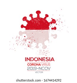 Indonesia flag with corona virus Symbol, (2019-nCoV), vector illustration.