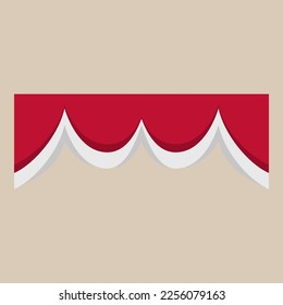 indonesia flag in curtain shape illustration for header border or frame background element