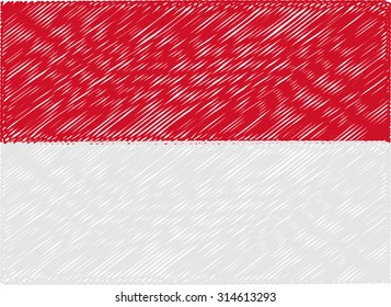 indonesia flag embroidered zigzag

