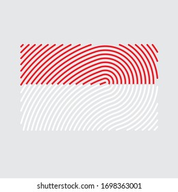 Bandera de Indonesia rellena de huellas dactilares- ilustración vectorial
