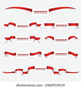 Indonesia flag flat design with various illustration styles