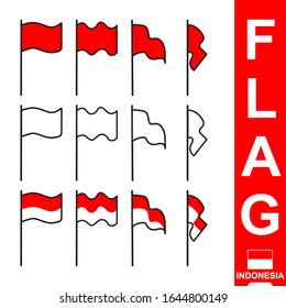 Indonesia Flag with flat style and red white colors