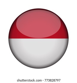indonesia Flag in glossy round button of icon. indonesia emblem isolated on white background. National concept sign. Independence Day. Vector illustration.
