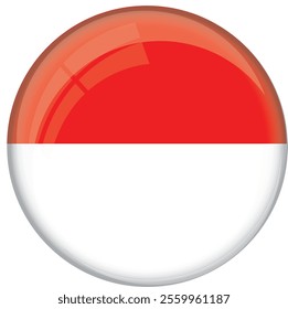 Indonesia flag with glossy rounded button for football team and national emblem	