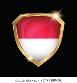 Indonesia Flag Golden Shield Logo