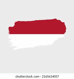 Indonesia flag with grunge texture. Vector illustration of Indonesia flag painted with brush with grunge effect and watercolor stroke. Happy Independence 