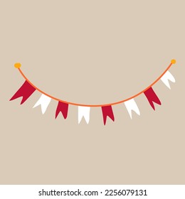 indonesia flag hanging with string for independence day decoration element