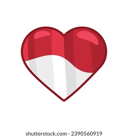 indonesia flag heart illustration isolated