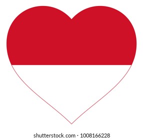 indonesia flag in heart vector illustration sign. Flag of indonesia in the shape of Heart with contrasting contour, symbol of love for his country or valentine day, patriotism.