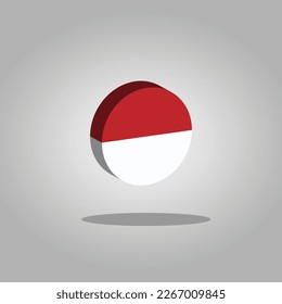 Indonesia Flag Icon 3D, Rounded Ilustration Flag