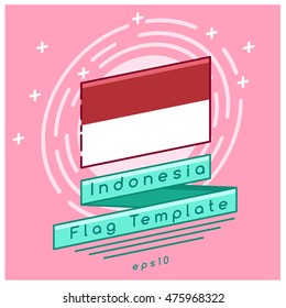 Indonesia Flag  : Flag Icon With Festive Background : Vector Illustration