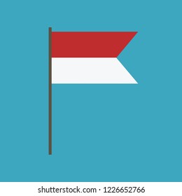 Indonesia flag icon in flat design. Independence day or National day holiday concept.