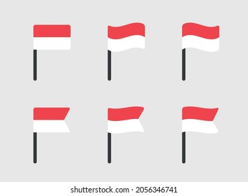 Indonesische Flagge Symbol Set, Flagge der Republik Indonesien Symbole