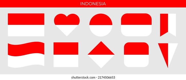 Indonesische Flagge Symbol gesetzt Vektorgrafik. Design-Vorlage