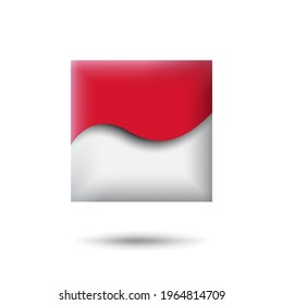 Icono de la bandera de Indonesia en forma de cuadrado. Ondeando en el viento. Resumen ondeando la bandera de indonesia. Estilo de corte de papel. Símbolo vector indonesio, icono, botón