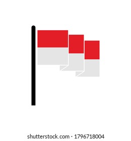 Indonesia flag icon vector symbol of country isolated illustration white background 