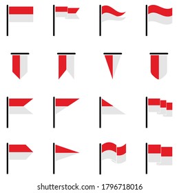 Indonesia flag icon vector symbol of country isolated illustration white background 