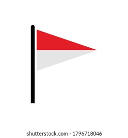 Indonesia flag icon vector symbol of country isolated illustration white background 