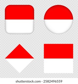 Indonesia Flag Icons Pack. Vector illustration.