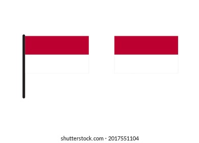 Indonesische Flagge einzeln auf weißem Hintergrund