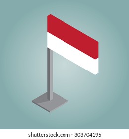 indonesia flag isometric style