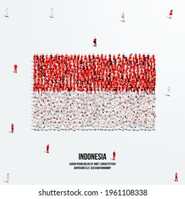 Indonesia Flag. A large group of people form to create the shape of the Indonesian flag. Vector Illustration.