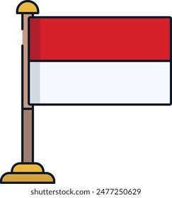 Indonesia flag linear color vector illustration