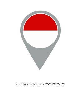 indonesia flag location pin, flag application, Flag on Location Pin, graphic design, map pointer, vector illustration.