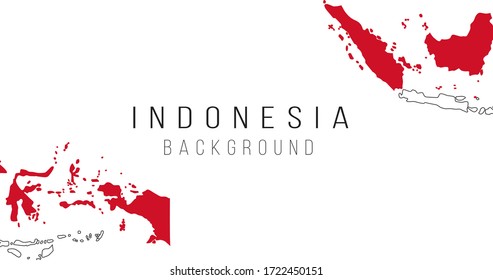 Fondo del mapa de la bandera de Indonesia. La bandera del país en forma de fronteras. Ilustración vectorial de material aislada en fondo blanco.