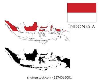 indonesia Flag and map illustration vector 