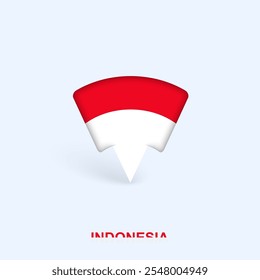 Indonesia Flag Map Pointer Design with Shadow. Vector illustrator.