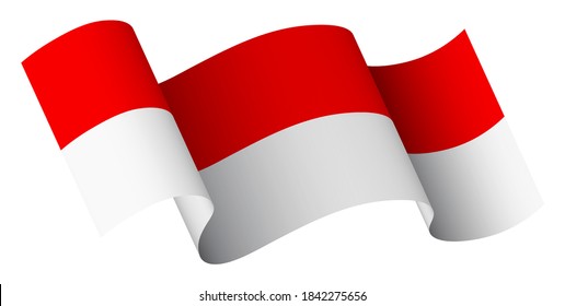 indonesisches Flag in Bewegung, flattert im Wind auf transparentem Hintergrund. Wichtigstes Symbol für Indonesien