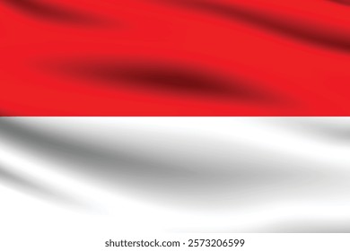 Indonesia flag official colors and proportion digital vector illustration. Pleated flag.