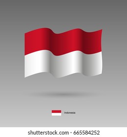 Indonesia flag. Official colors and proportion correctly. High detailed vector illustration. 3d and isometry. EPS10