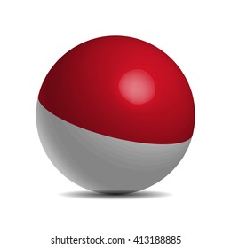 Indonesia Flag On A 3d Ball, Vector Illustration