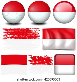 Indonesia flag on different items illustration
