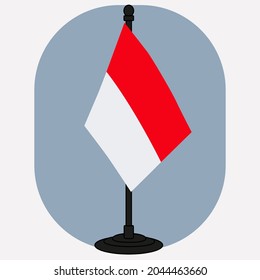 Indonesia flag on flagstaff Vector illustration.