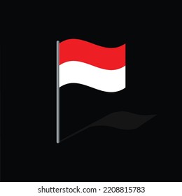 Indonesia flag on pole vector graphics
